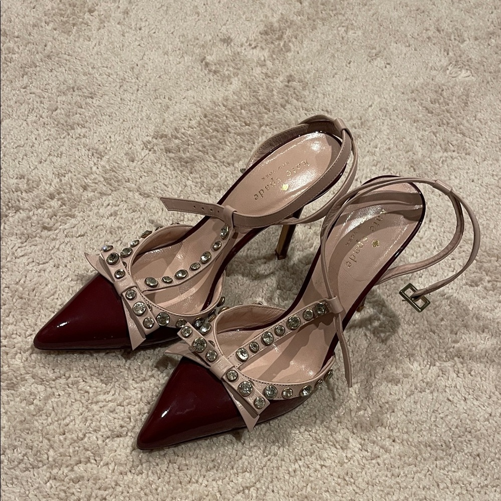 Kate Spade Burgundy and Pink Studded Heels